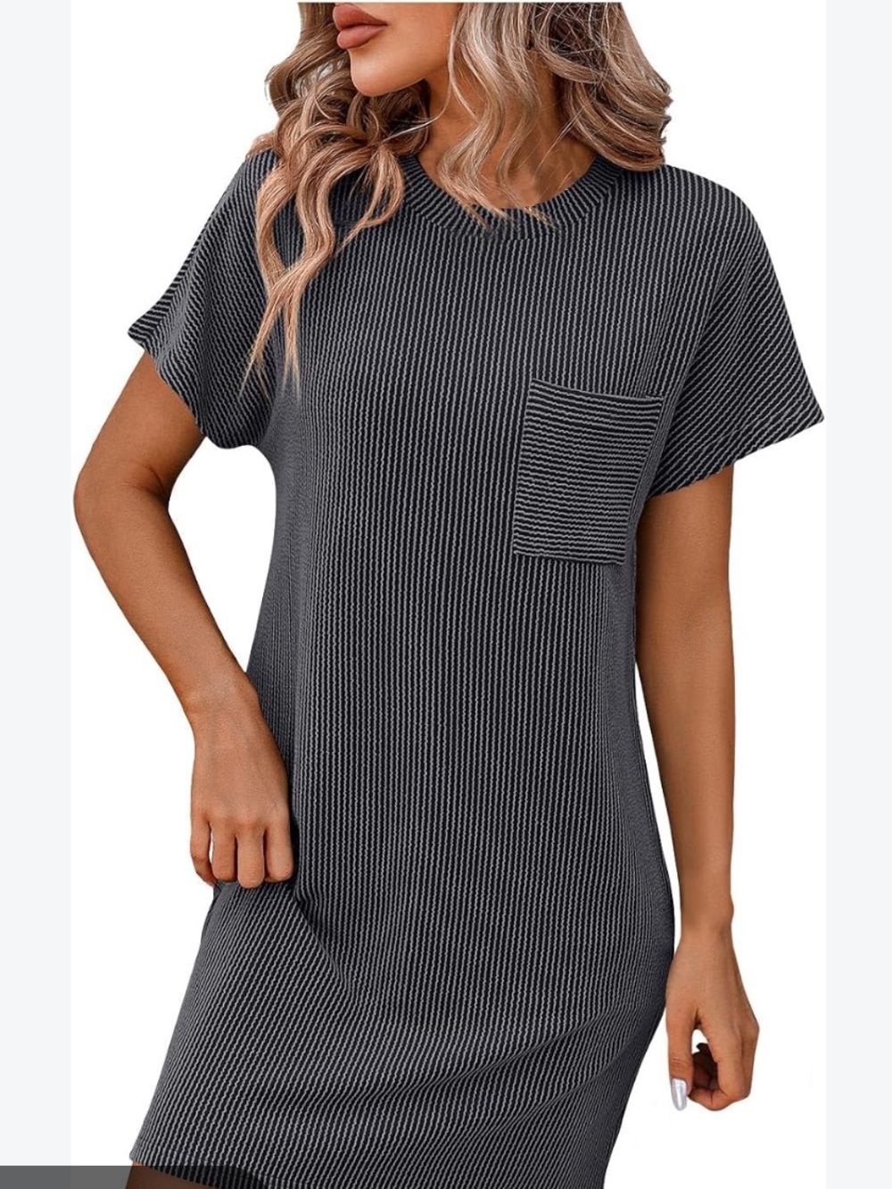 ePretty Black Striped Short Sleeve Pocket Tunic